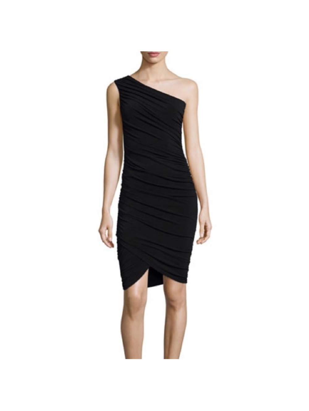 Alice & Olivia air  one shoulder cocktail dress black